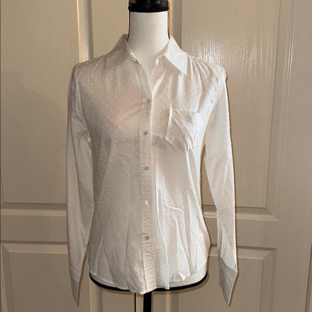 EXPRESS - Textured White Cotton Shirt - Size Medium